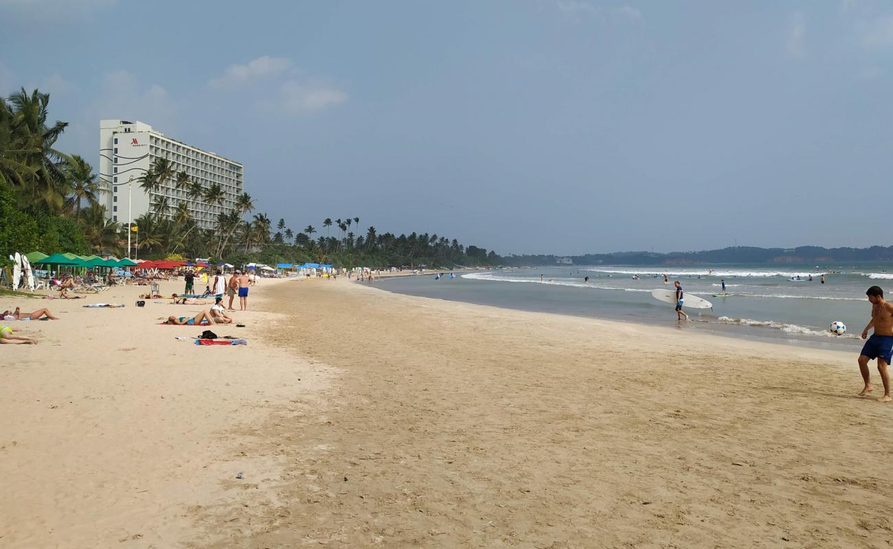 Weligama Koyu Plajı'in fotoğrafı parlak kum yüzey ile