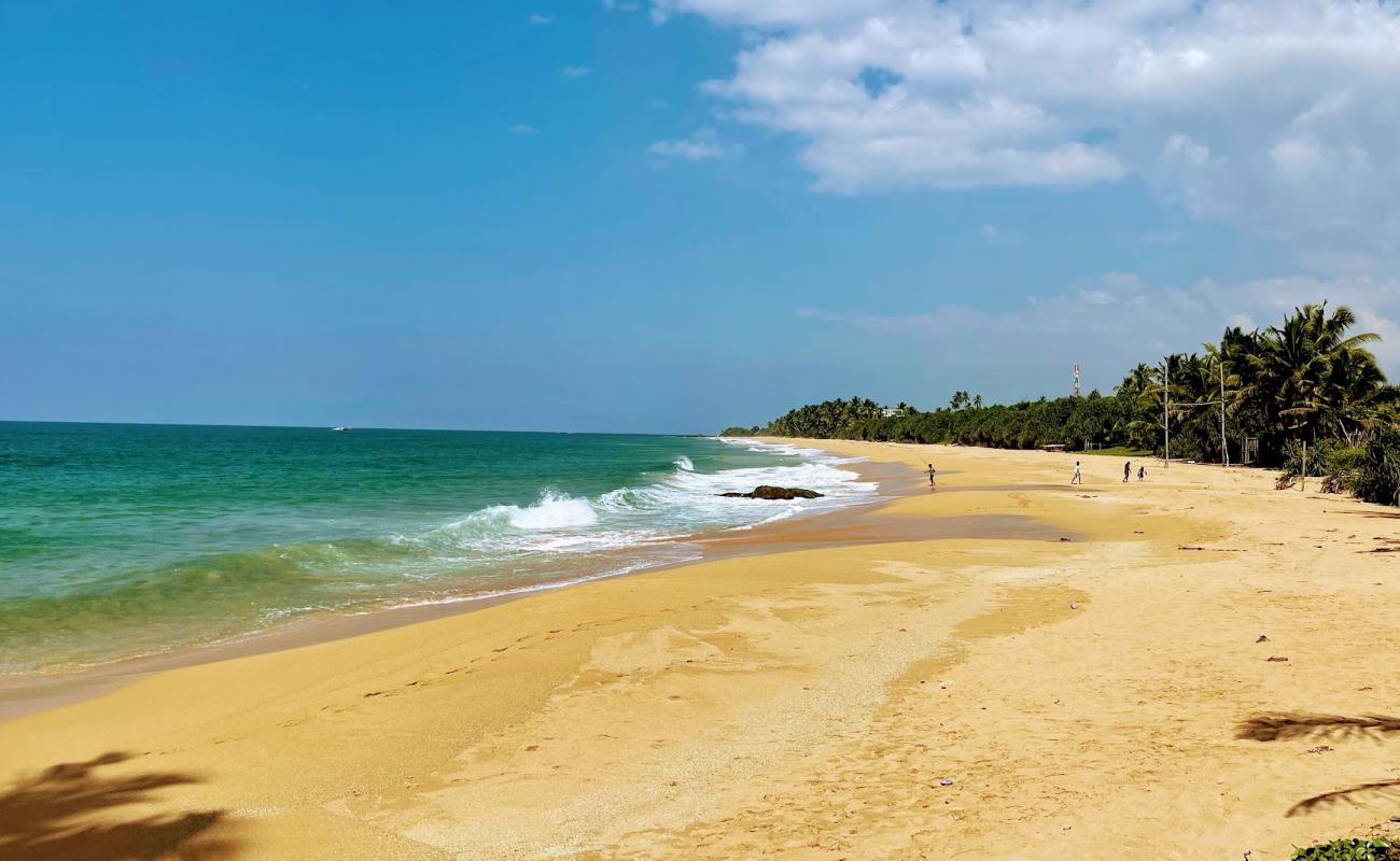 Maha Induruwa Beach'in fotoğrafı açık bej kum yüzey ile