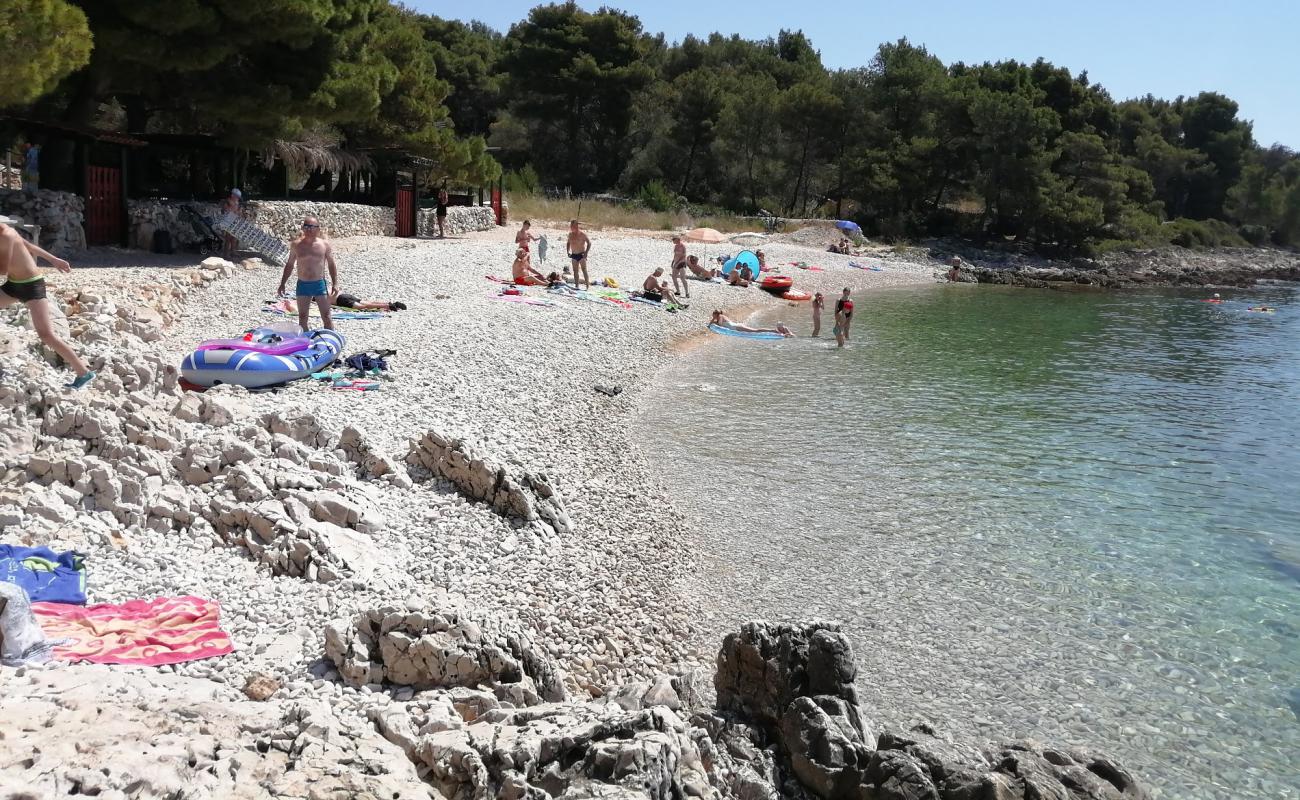 Okrug Gornji beach'in fotoğrafı küçük bej çakıl yüzey ile