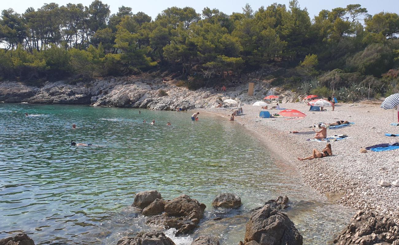 Notos Hvar beach'in fotoğrafı hafif ince çakıl taş yüzey ile