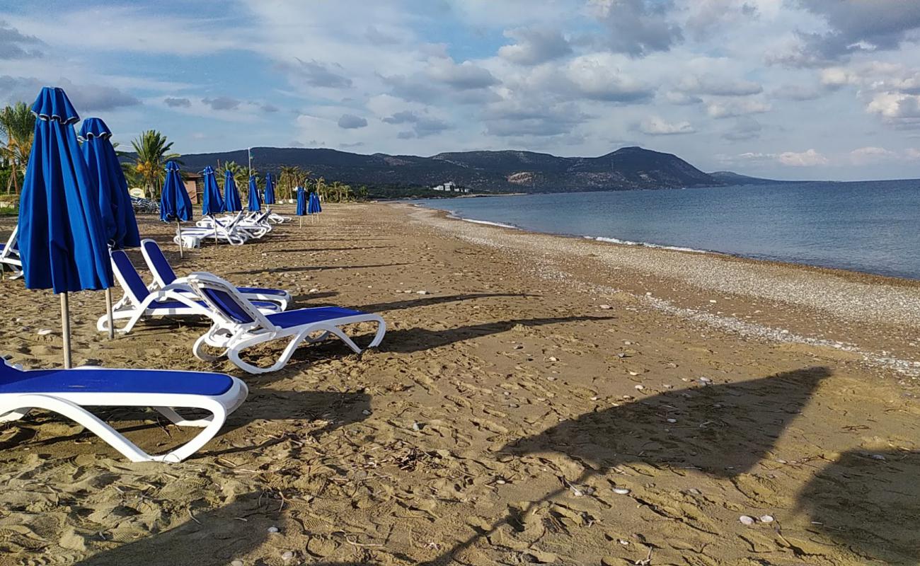 Latsi beach'in fotoğrafı bej kum ve çakıl yüzey ile