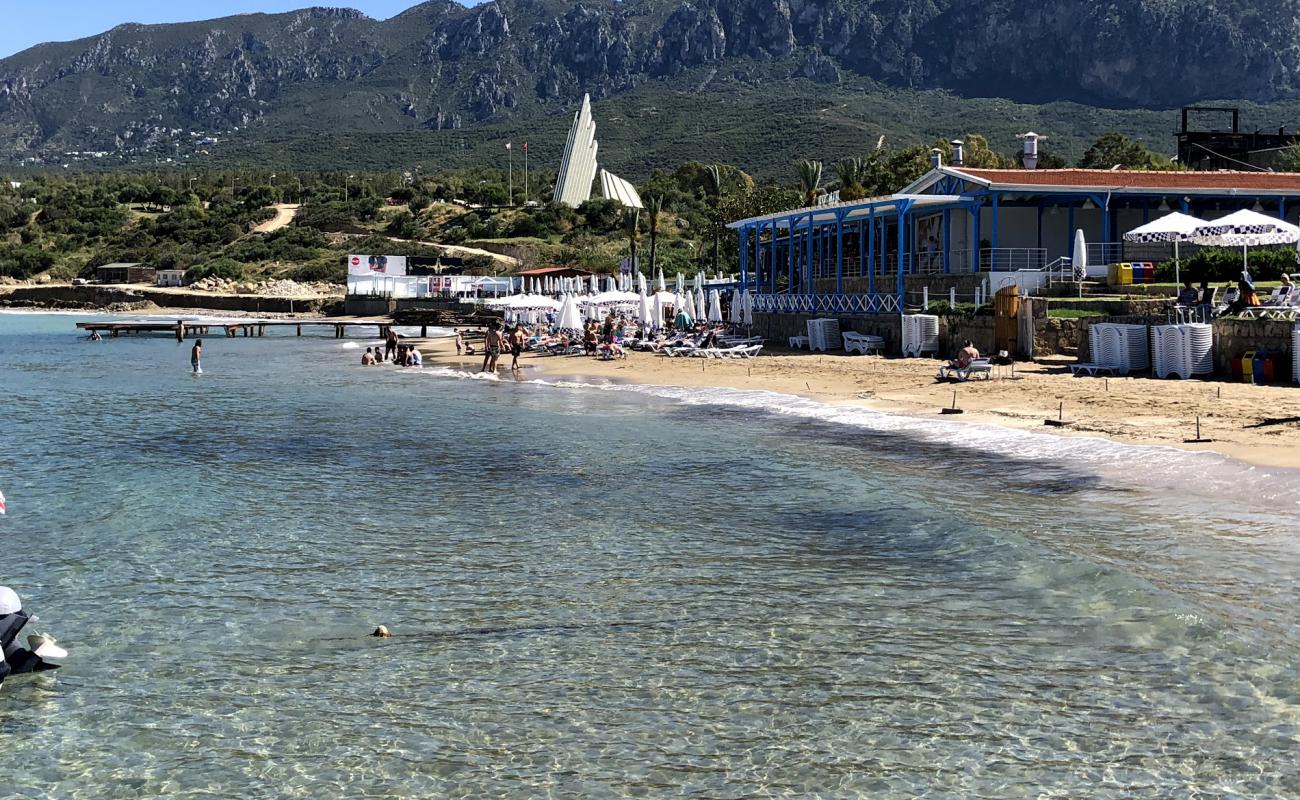 Escape beach'in fotoğrafı kahverengi kum yüzey ile