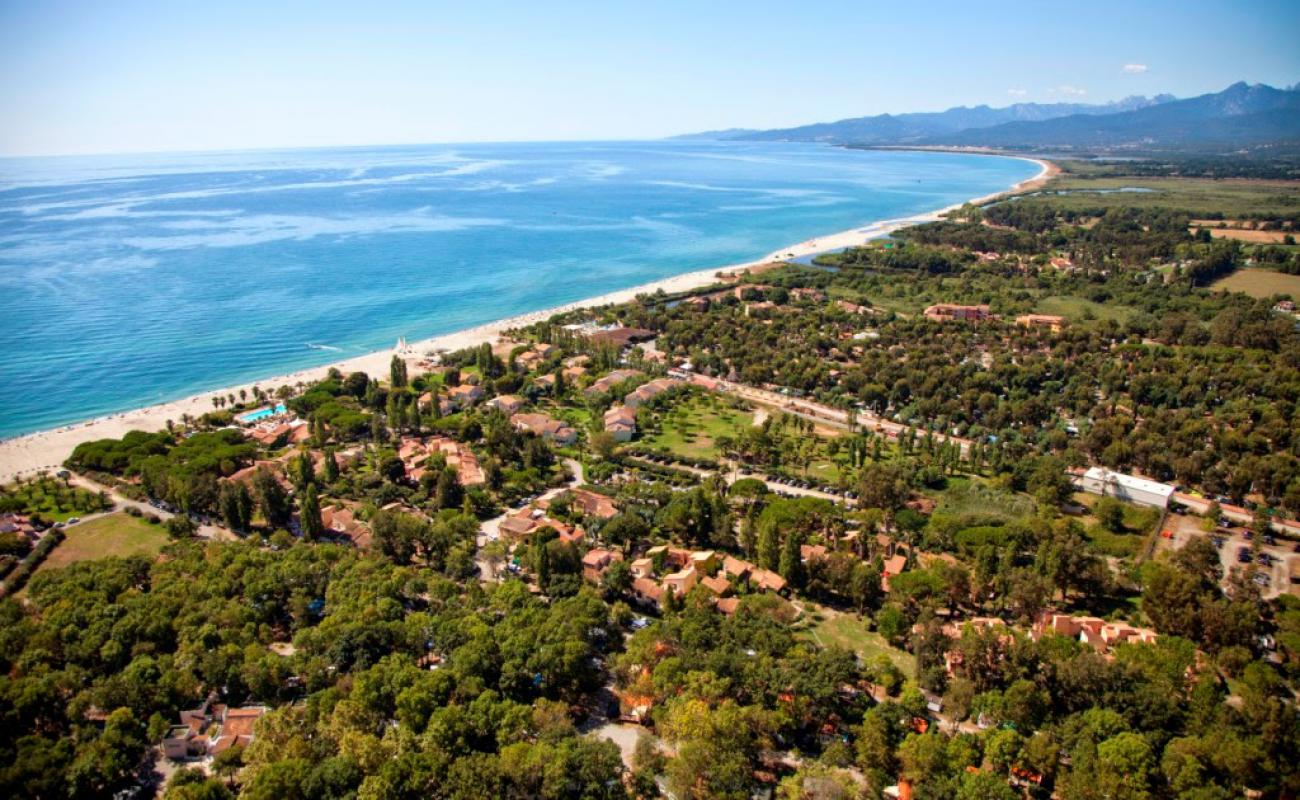 Plage de Serra-di-Fiumorbo'in fotoğrafı parlak kum yüzey ile