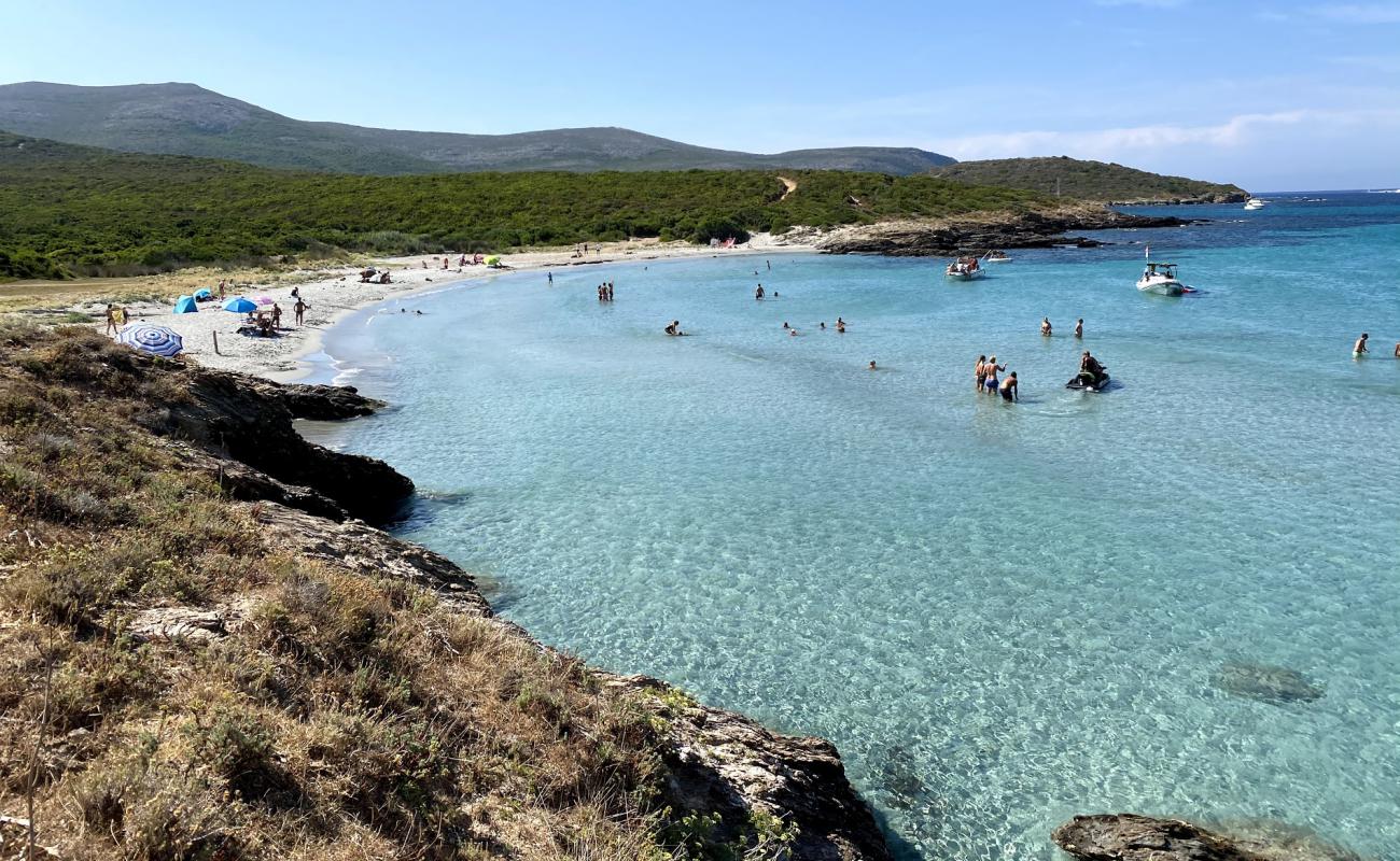 Cala Genovese beach'in fotoğrafı parlak ince kum yüzey ile