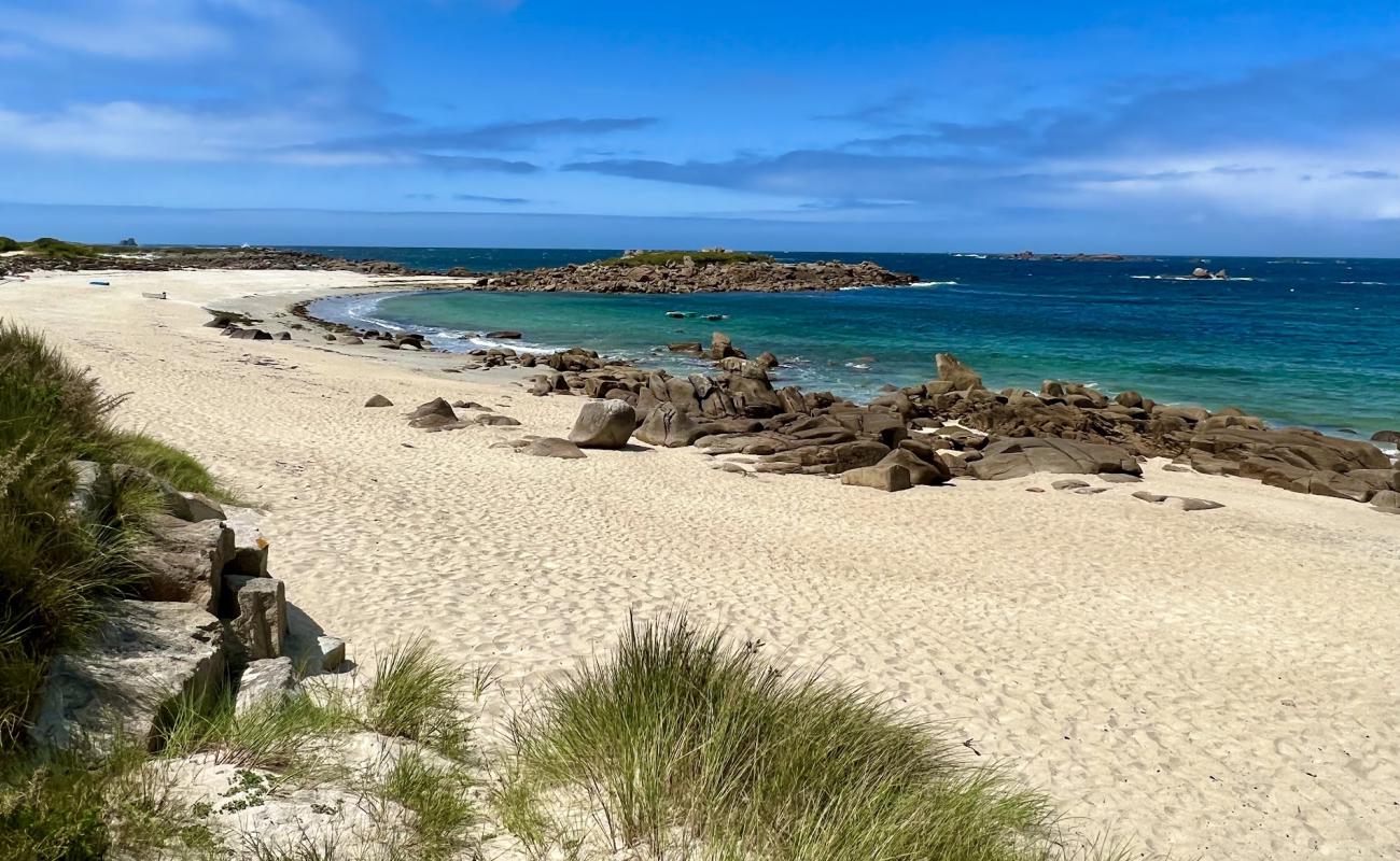 Plage de Landrellec'in fotoğrafı açık bej kum yüzey ile