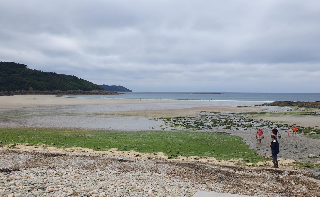 Plage du Moulin de la Rive'in fotoğrafı bej kum ve kayalar yüzey ile