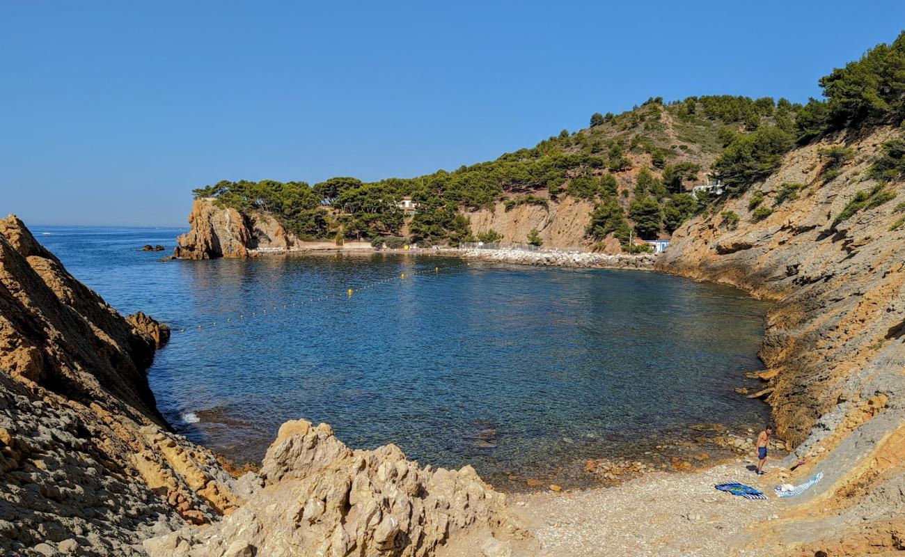 Plage de la Calanque des Figuieres'in fotoğrafı gri çakıl taşı yüzey ile