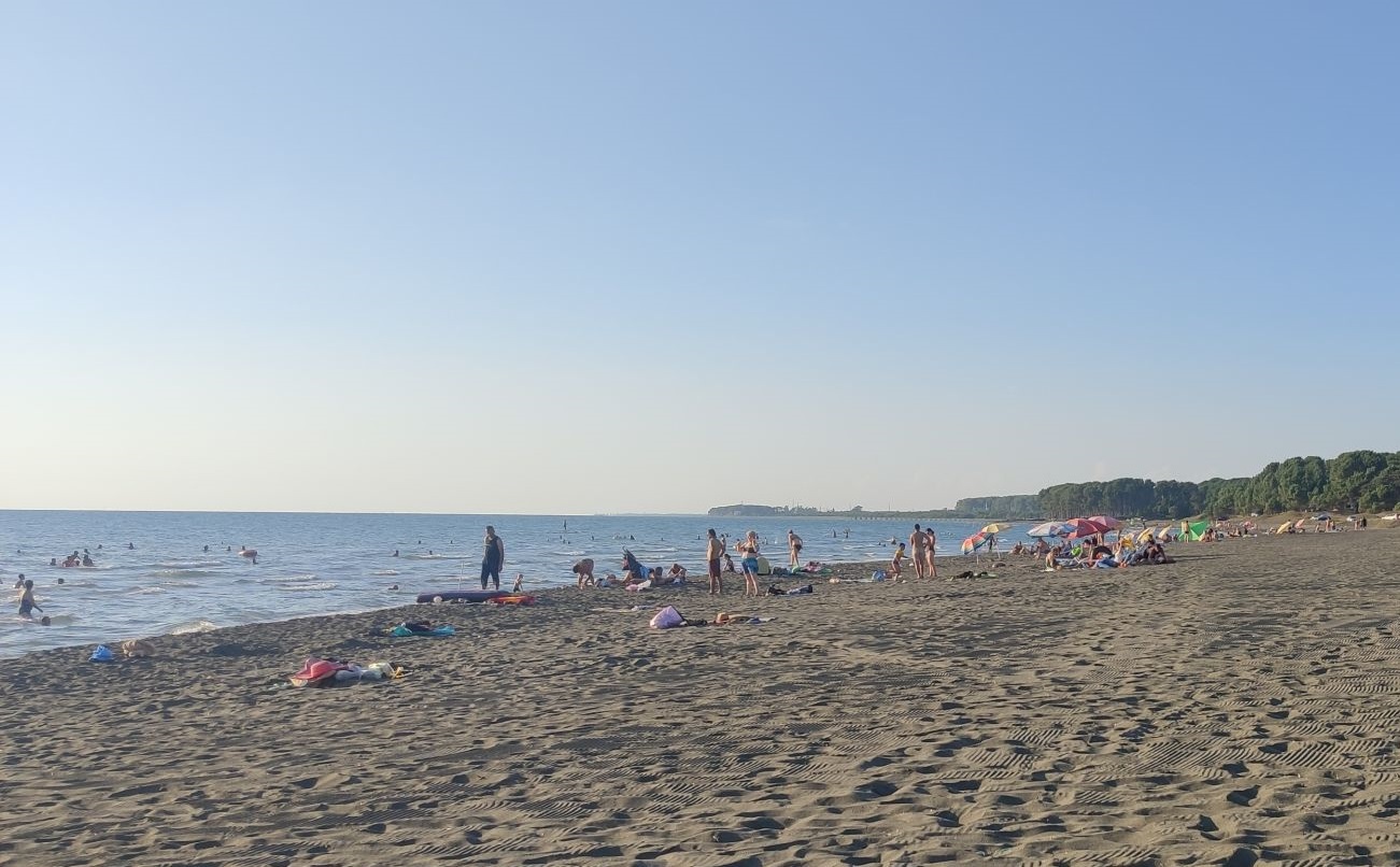 Ureki Nature beach'in fotoğrafı siyah kum yüzey ile