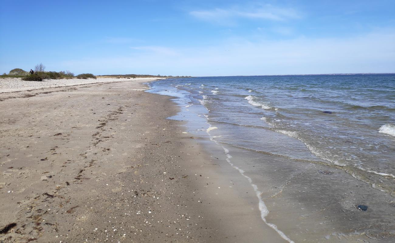 Strand Am Leuchtturm'in fotoğrafı çakıl ile kum yüzey ile