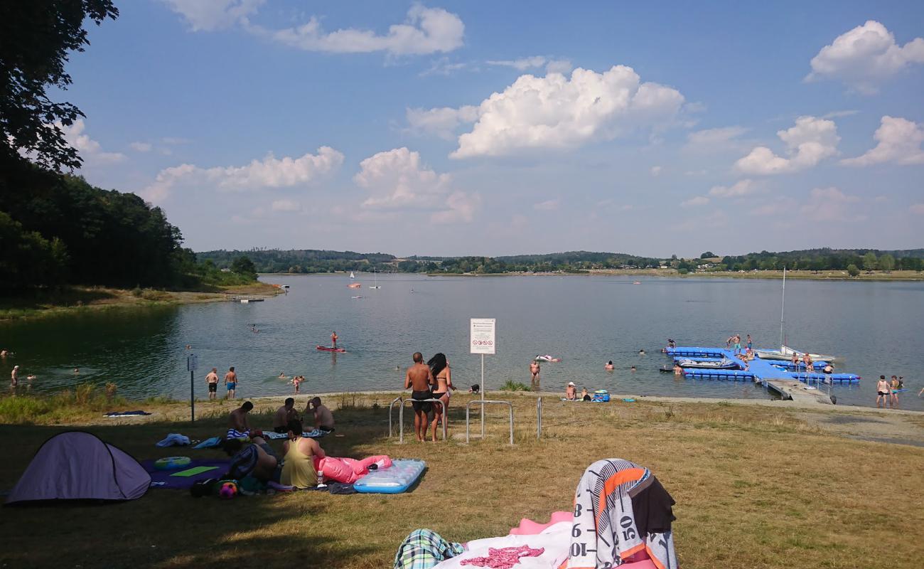 Badestrand Talsperre Pohl'in fotoğrafı çim yüzey ile