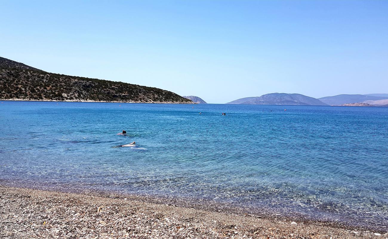 Alyki Beach'in fotoğrafı siyah kum ve çakıllar yüzey ile