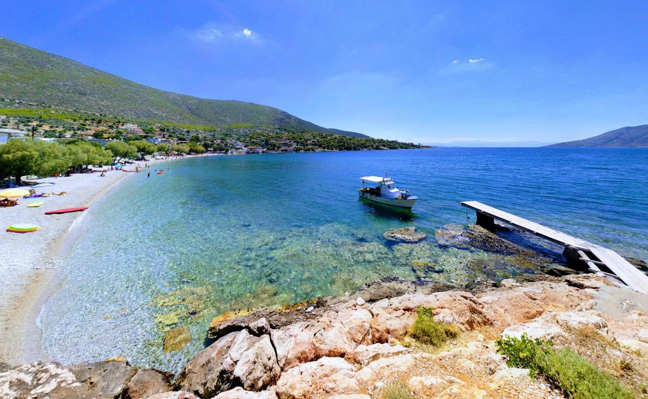Agios Vasilios beach'in fotoğrafı küçük bej çakıl yüzey ile