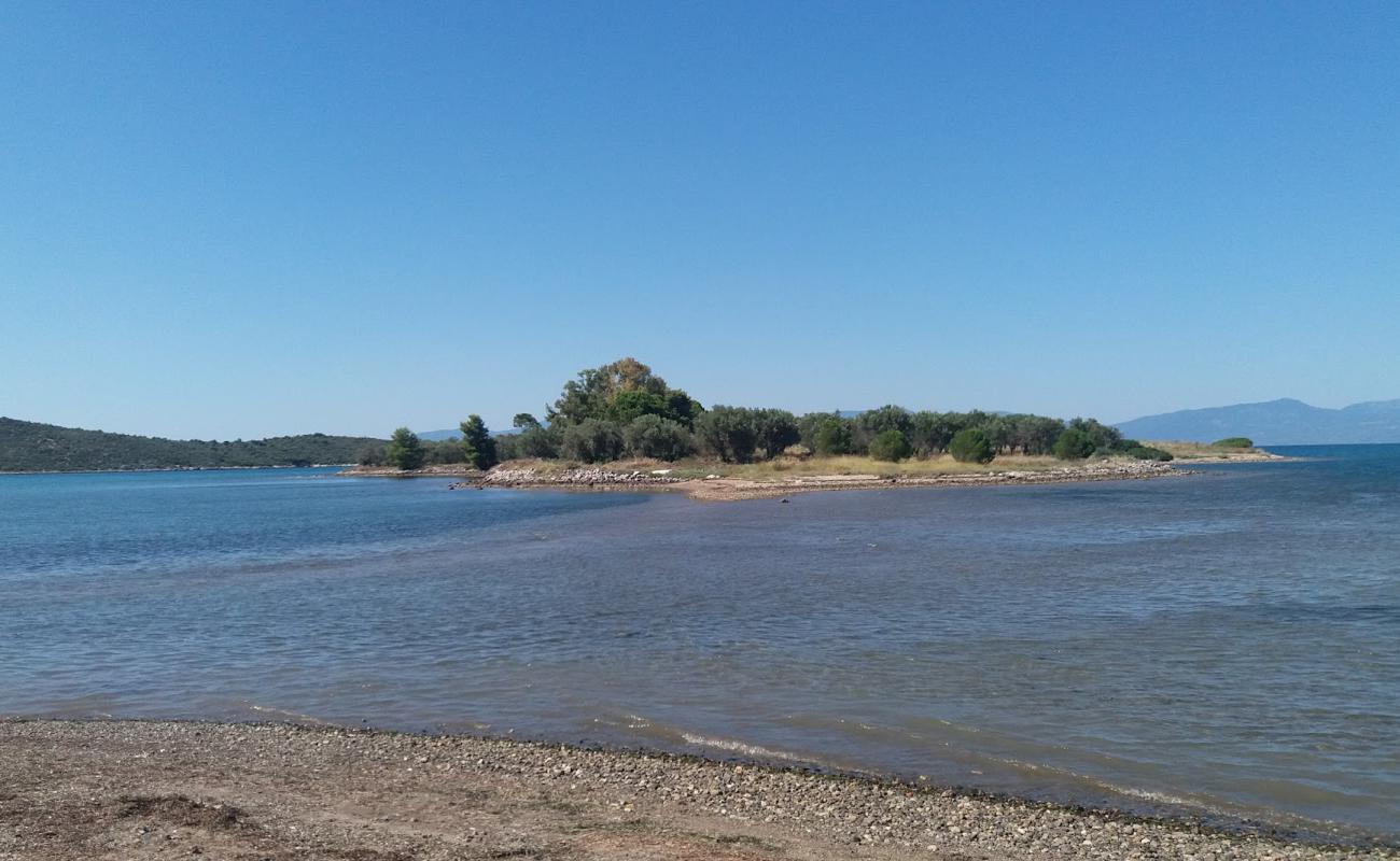 Tragana beach'in fotoğrafı siyah kum ve çakıllar yüzey ile