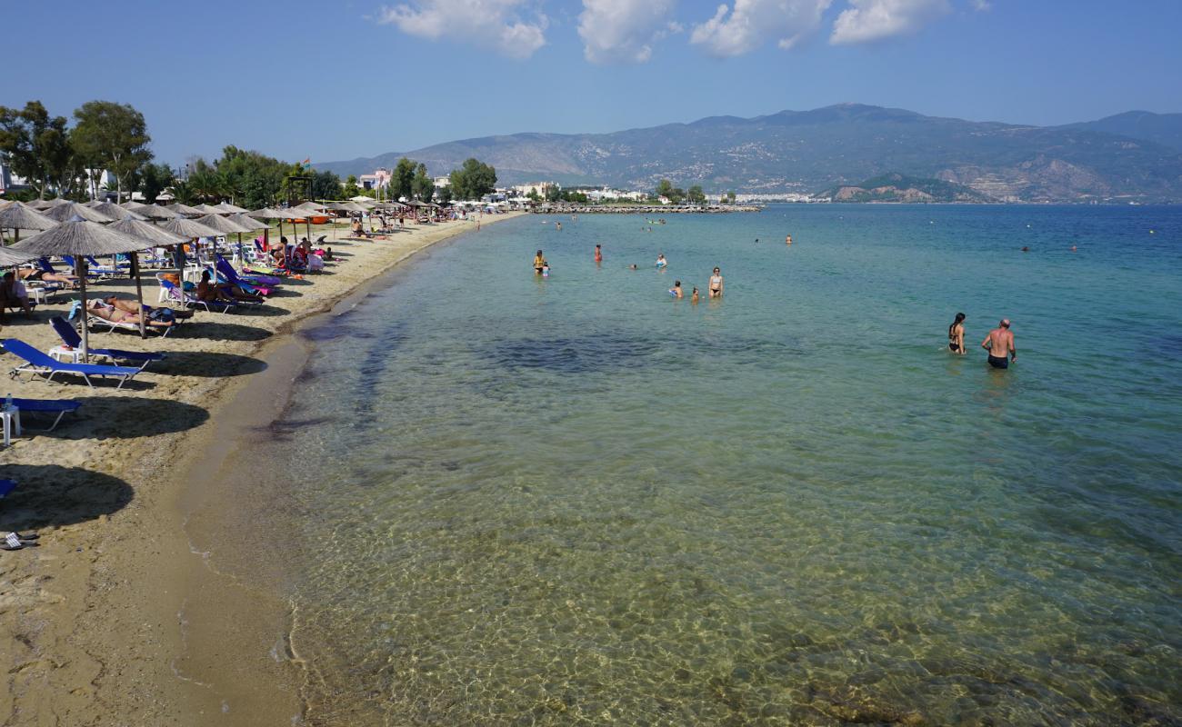 Alikes beach'in fotoğrafı kahverengi kum yüzey ile