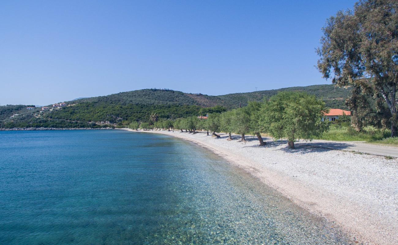 Razi beach'in fotoğrafı küçük kahverengi çakıllar yüzey ile