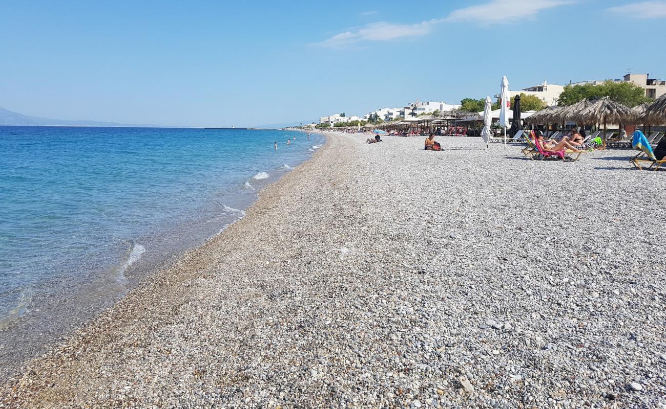 Paralia Kiatou'in fotoğrafı gri ince çakıl taş yüzey ile