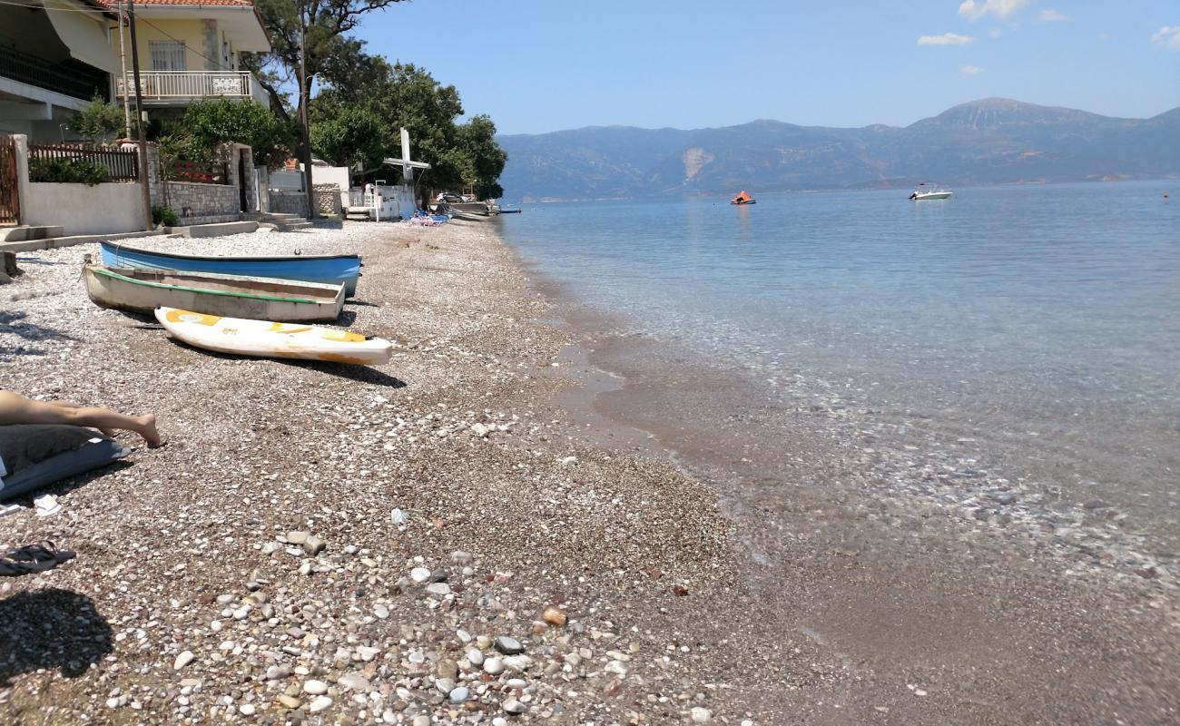 Paralia Loggos'in fotoğrafı gri çakıl taşı yüzey ile