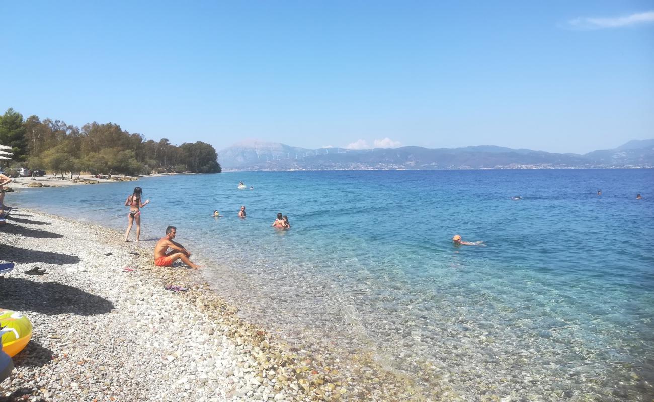 Paralia Drepanou beach'in fotoğrafı gri çakıl taşı yüzey ile