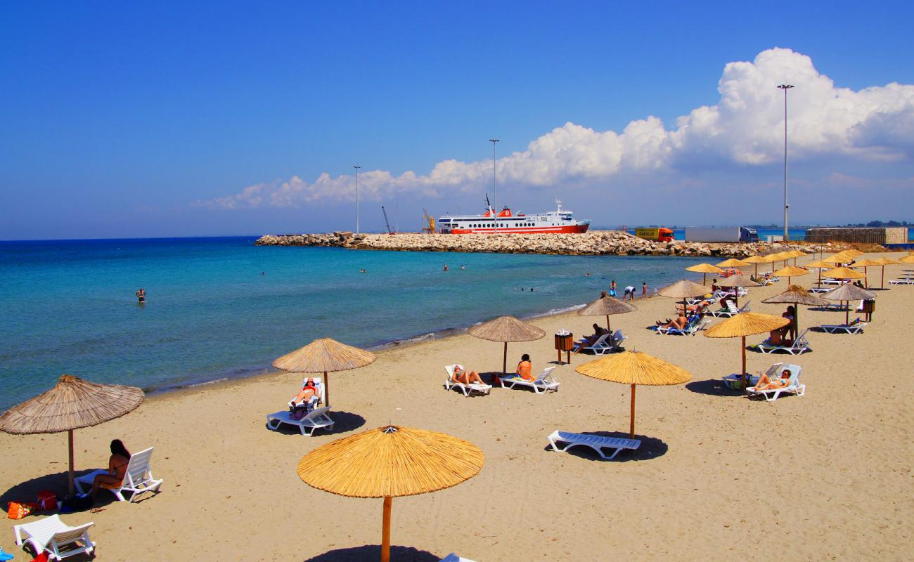 Kyllini beach'in fotoğrafı açık bej kum yüzey ile