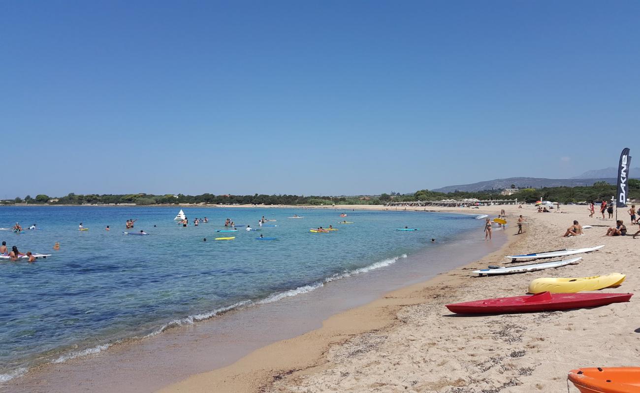Paralia Lagkouvardos'in fotoğrafı kahverengi kum yüzey ile