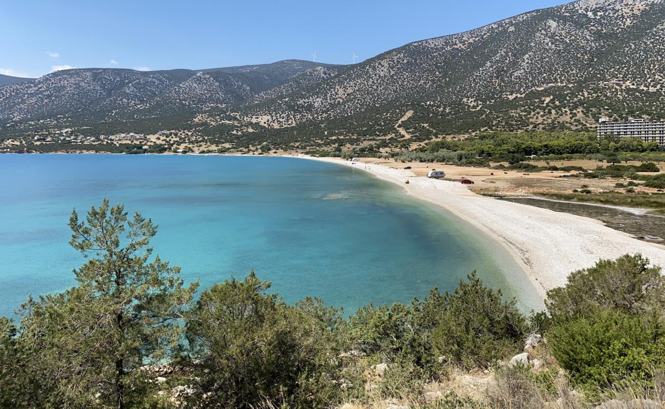 Paralia Salanti'in fotoğrafı küçük bej çakıl yüzey ile