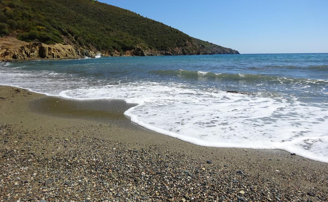 Paralia Ampelos'in fotoğrafı siyah kum ve çakıllar yüzey ile