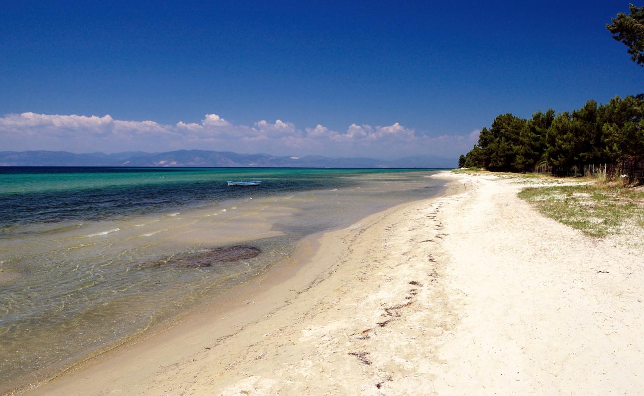 Platana beach'in fotoğrafı beyaz kum yüzey ile