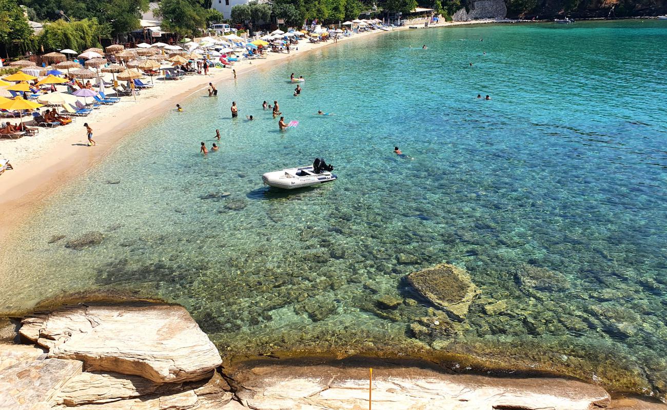 Aliki beach'in fotoğrafı beyaz ince kum yüzey ile