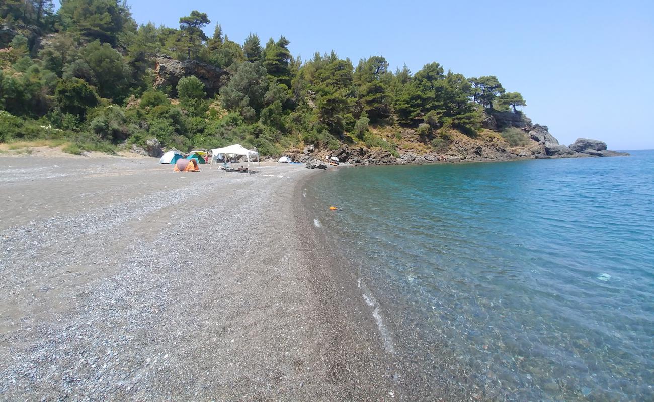 Makrigialos beach'in fotoğrafı gri ince çakıl taş yüzey ile