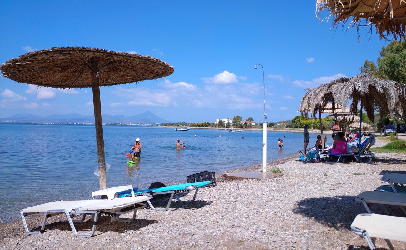 Agios Andreas beach'in fotoğrafı gri kum ve çakıl yüzey ile