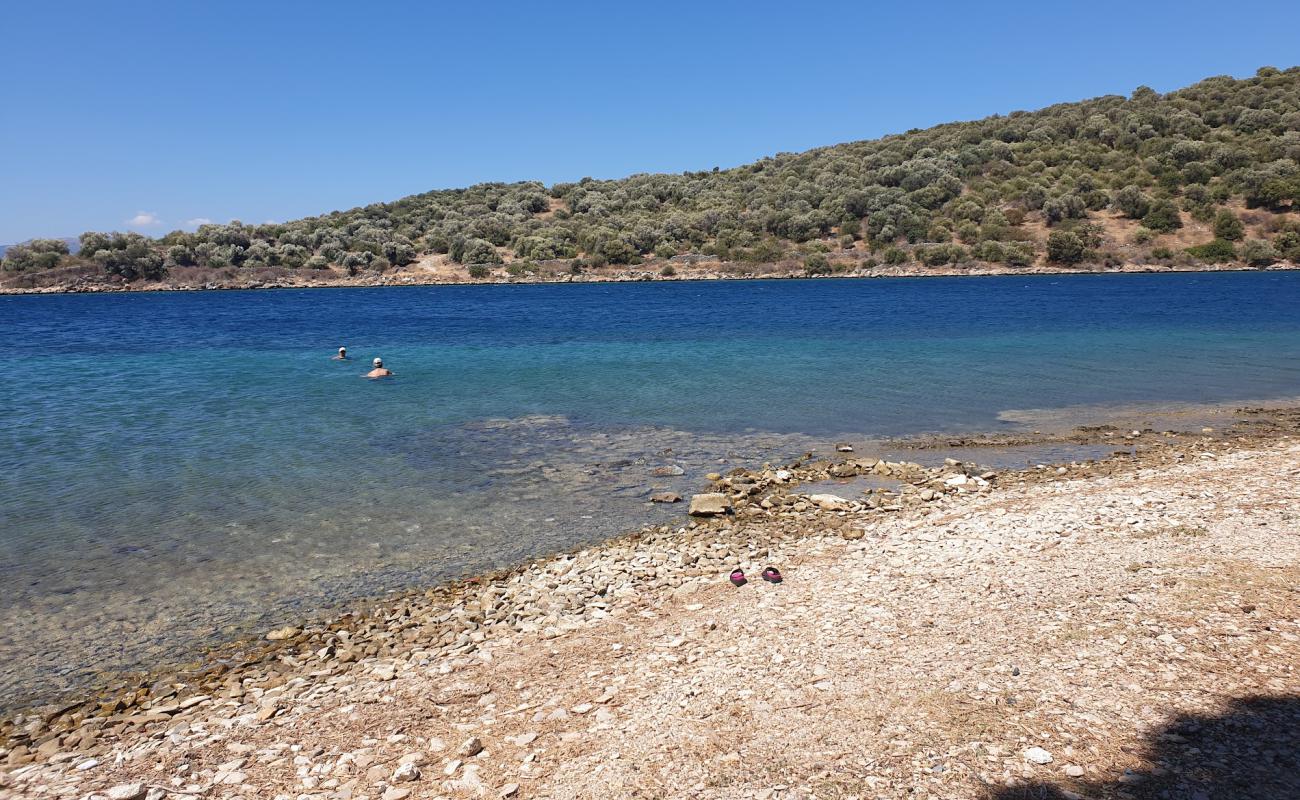 Mpoufalo beach'in fotoğrafı taşlı kum yüzey ile