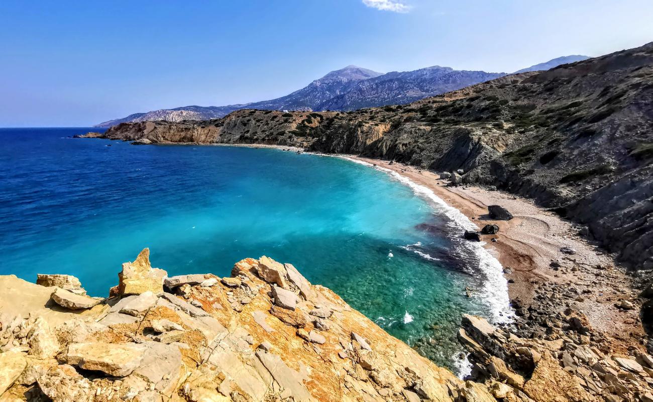 Sykelaos beach II'in fotoğrafı bej kum ve kayalar yüzey ile
