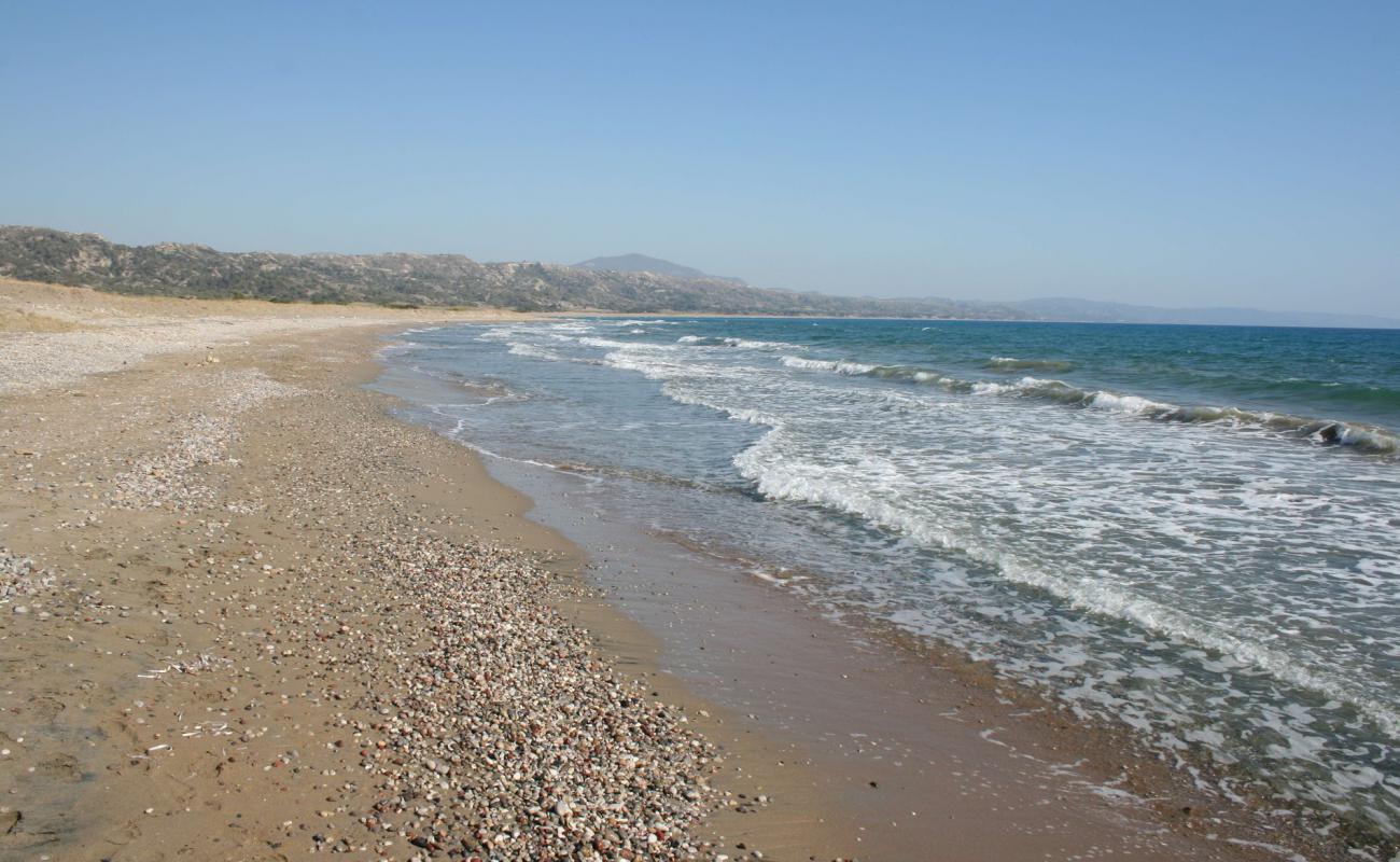 Paralia Apolakia'in fotoğrafı siyah kum ve çakıl yüzey ile