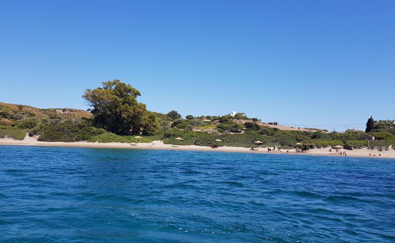 Apiganos beach'in fotoğrafı kahverengi kum yüzey ile