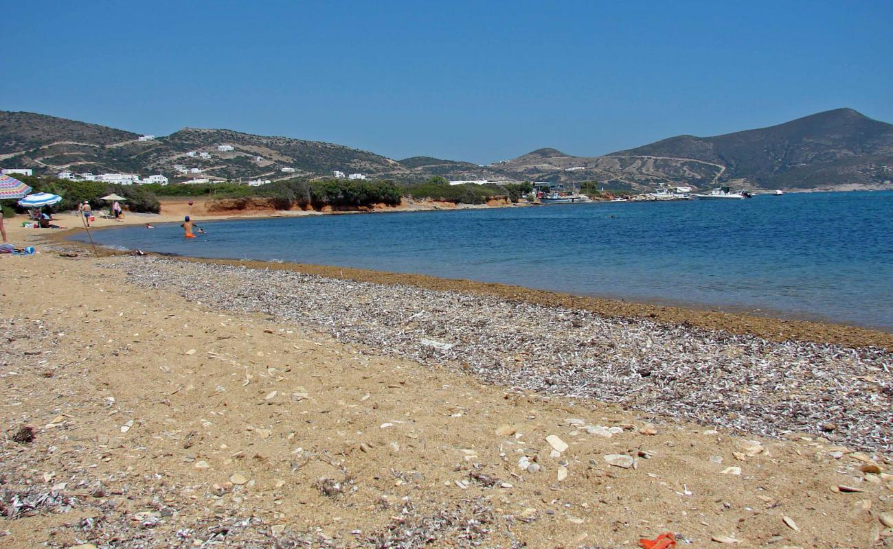 Agios Georgios beach'in fotoğrafı kahverengi kum yüzey ile