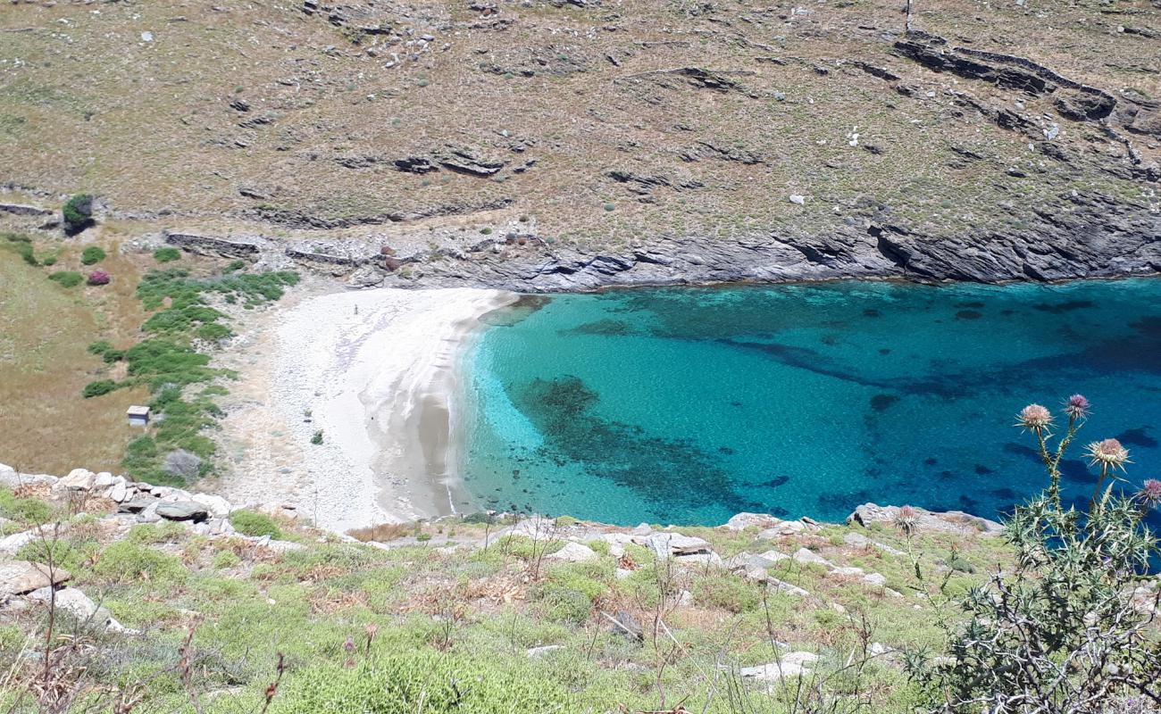 Paralia Tilegrafos'in fotoğrafı bej kum ve çakıl yüzey ile