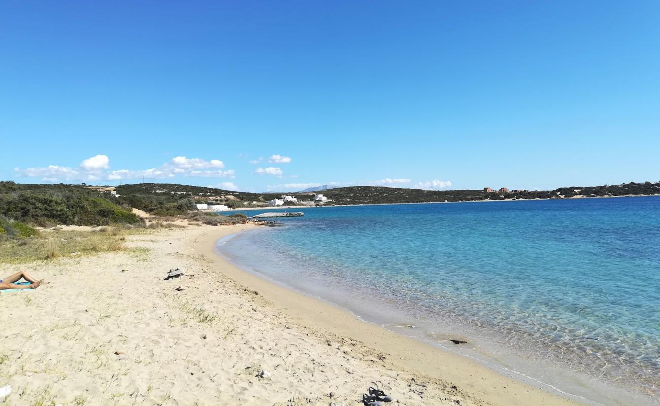 Dionisos beach'in fotoğrafı parlak ince kum yüzey ile