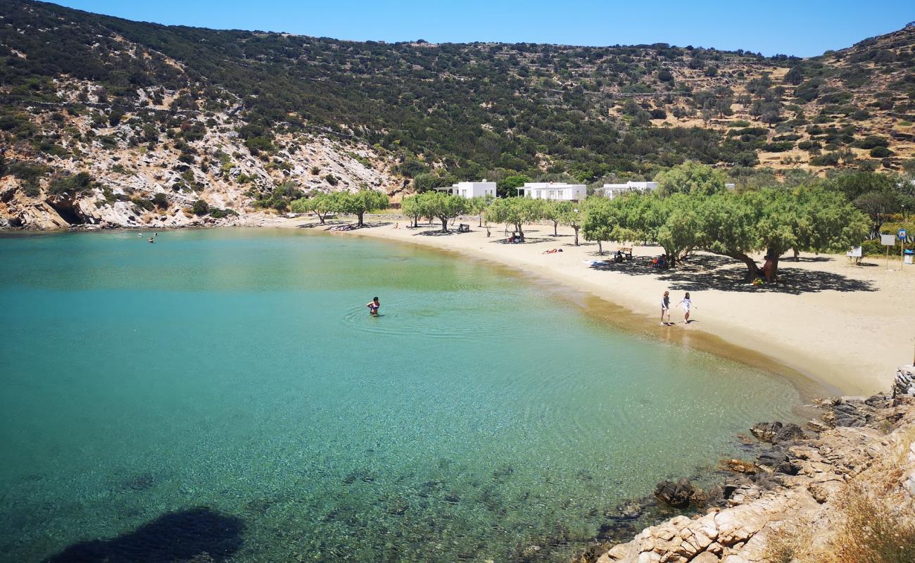 Vlicho beach'in fotoğrafı kahverengi kum yüzey ile