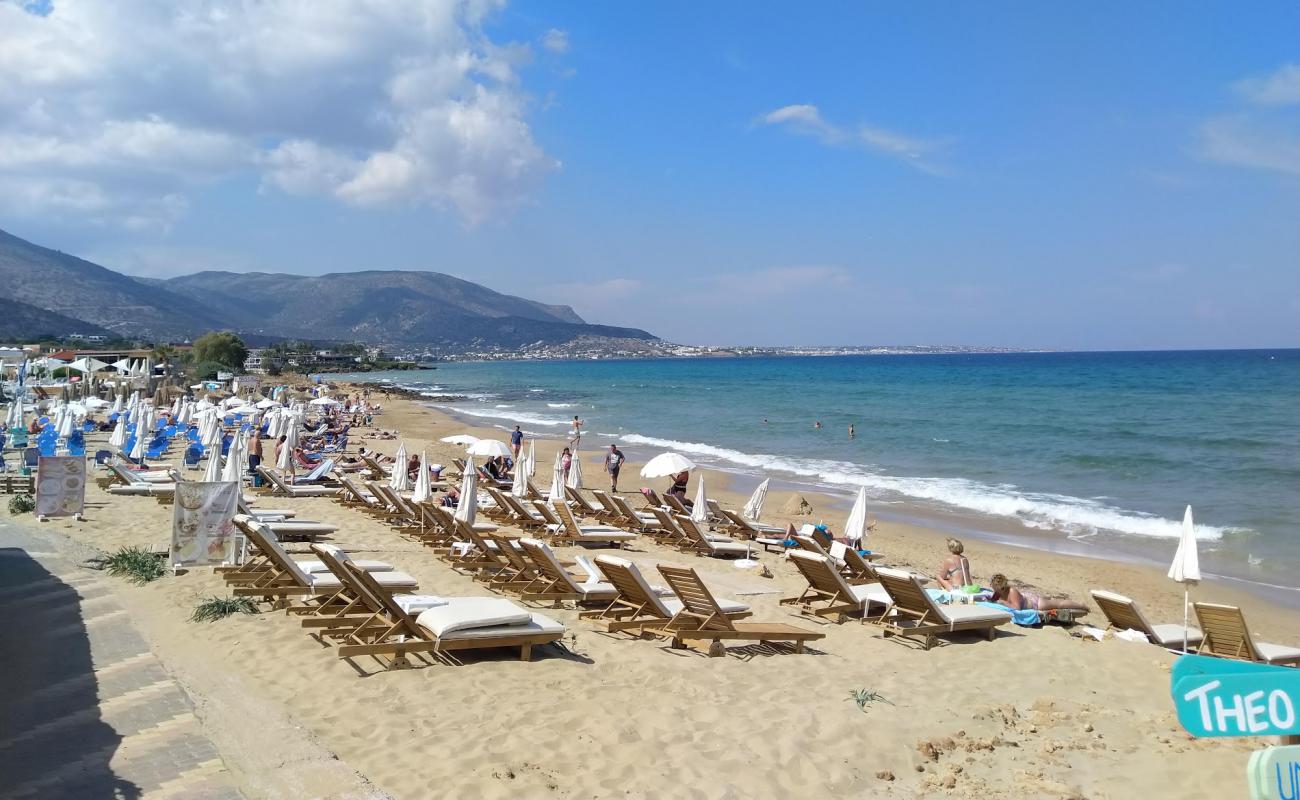 Paralia Mallion'in fotoğrafı i̇nce kahverengi kum yüzey ile