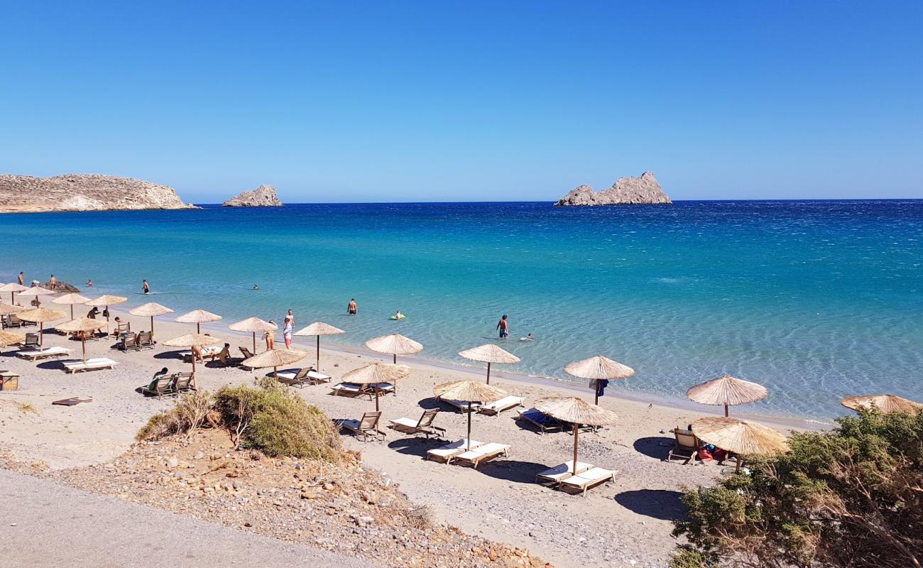 Xerokampos beach'in fotoğrafı parlak ince kum yüzey ile