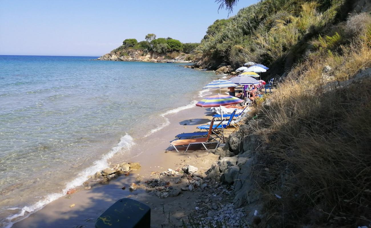 Paralia xechoriatis'in fotoğrafı i̇nce bej kum yüzey ile