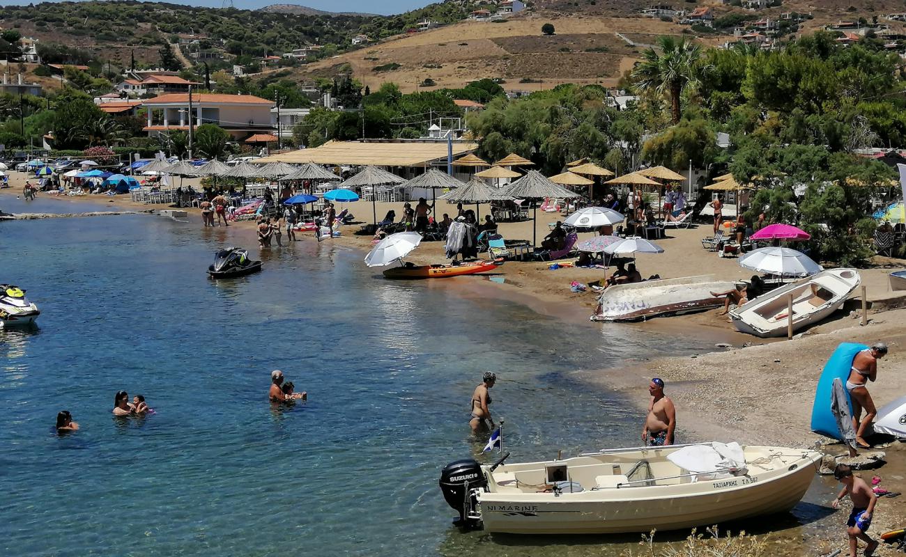 Mikrolimano Beach'in fotoğrafı açık bej kum yüzey ile