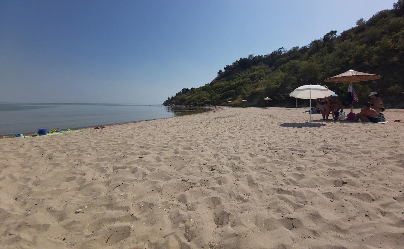 Kavourina Beach'in fotoğrafı açık bej kum yüzey ile