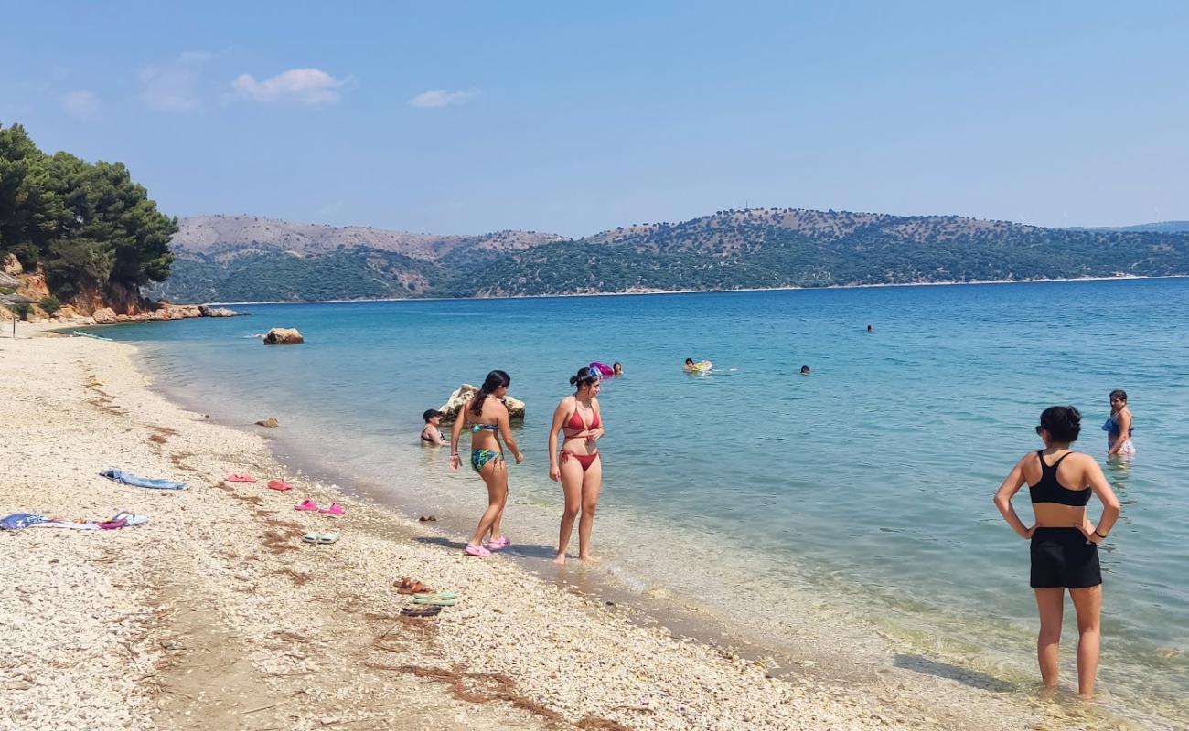 Agios Georgios Beach'in fotoğrafı küçük bej çakıl yüzey ile