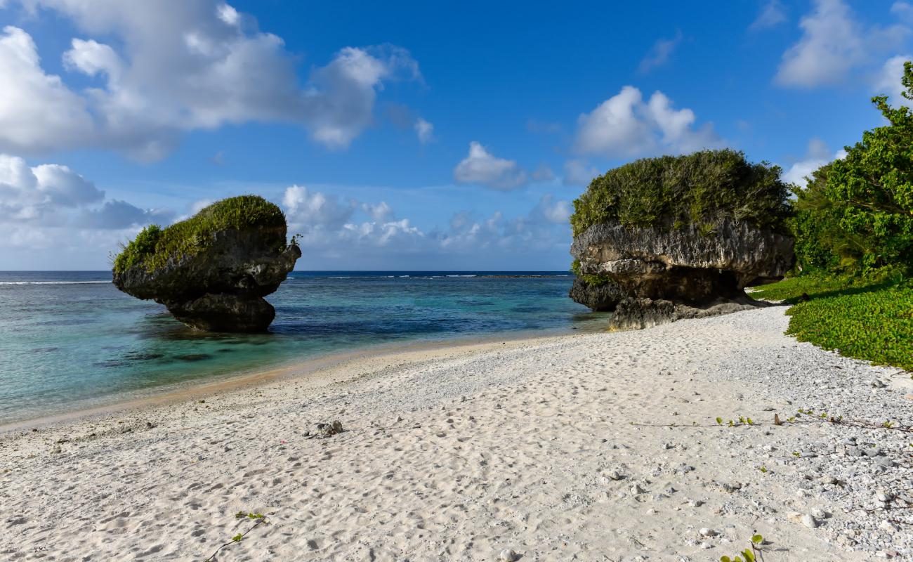 Mushroom Rock Beach'in fotoğrafı parlak kum ve kayalar yüzey ile