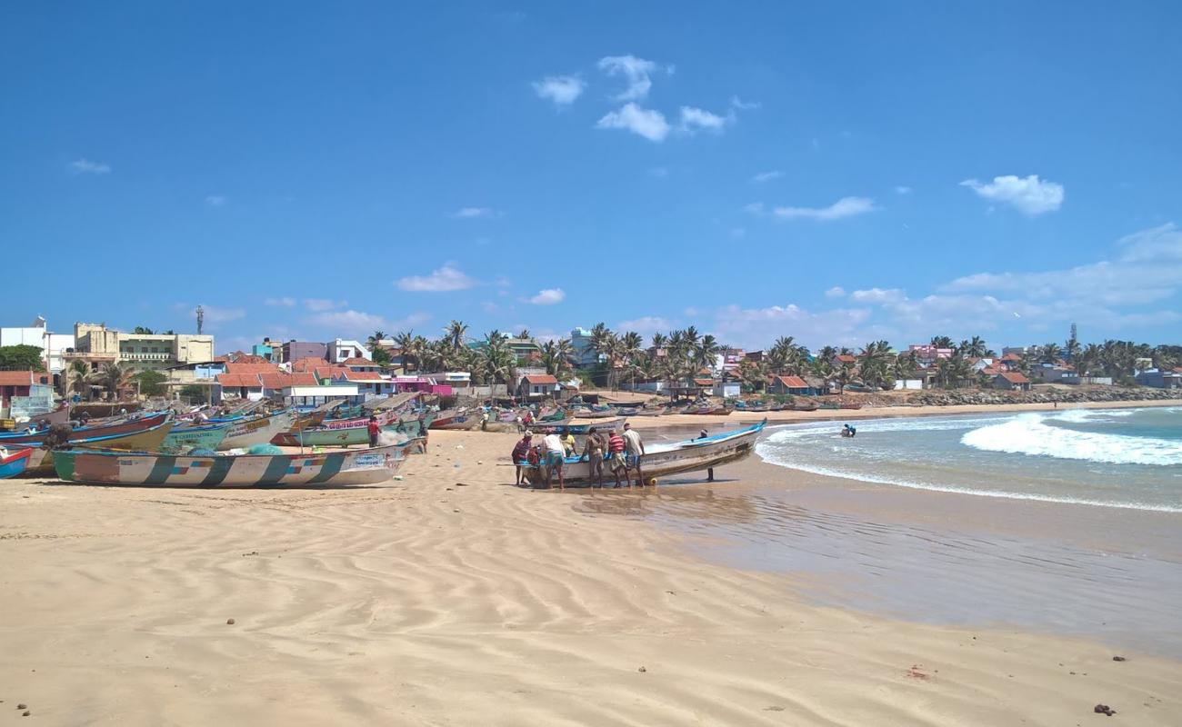 Kanyakumari Beach'in fotoğrafı i̇nce bej kum yüzey ile