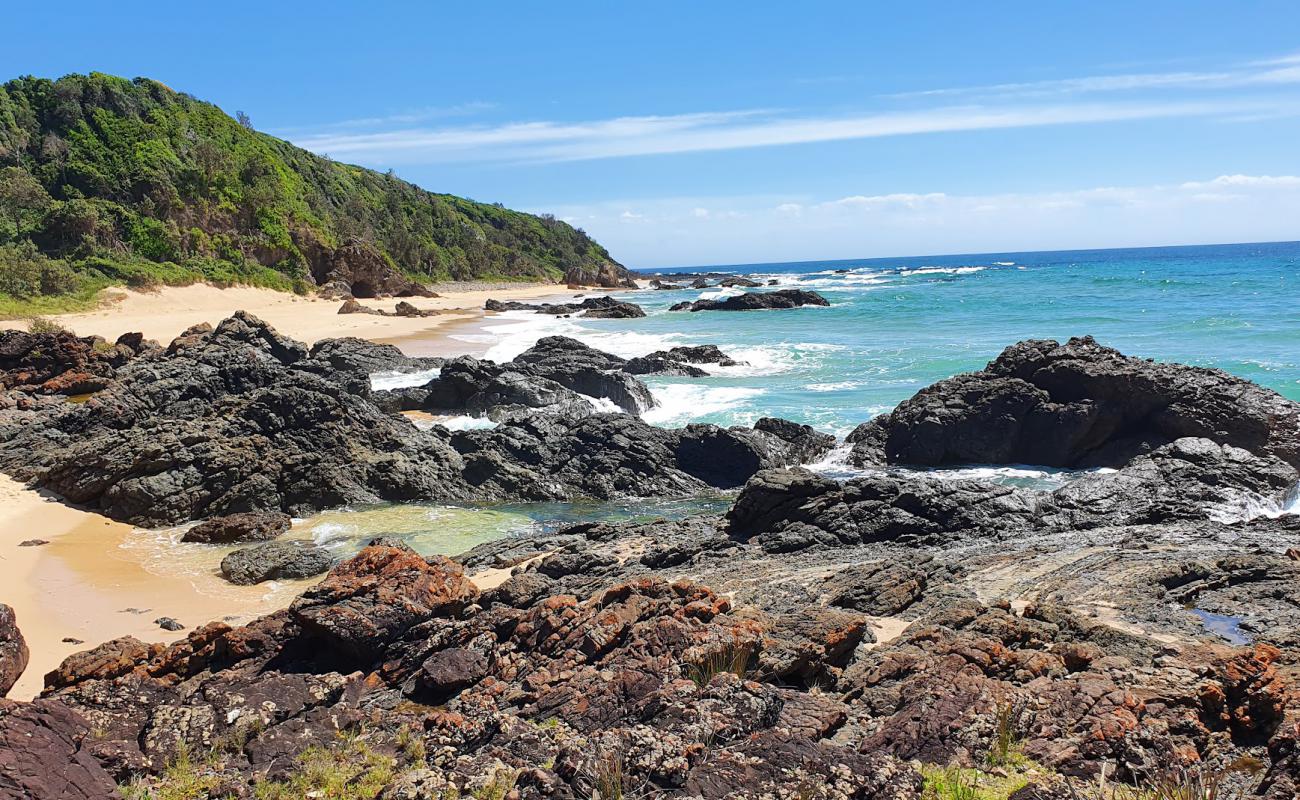 Pebbly Beach'in fotoğrafı bej kum ve kayalar yüzey ile