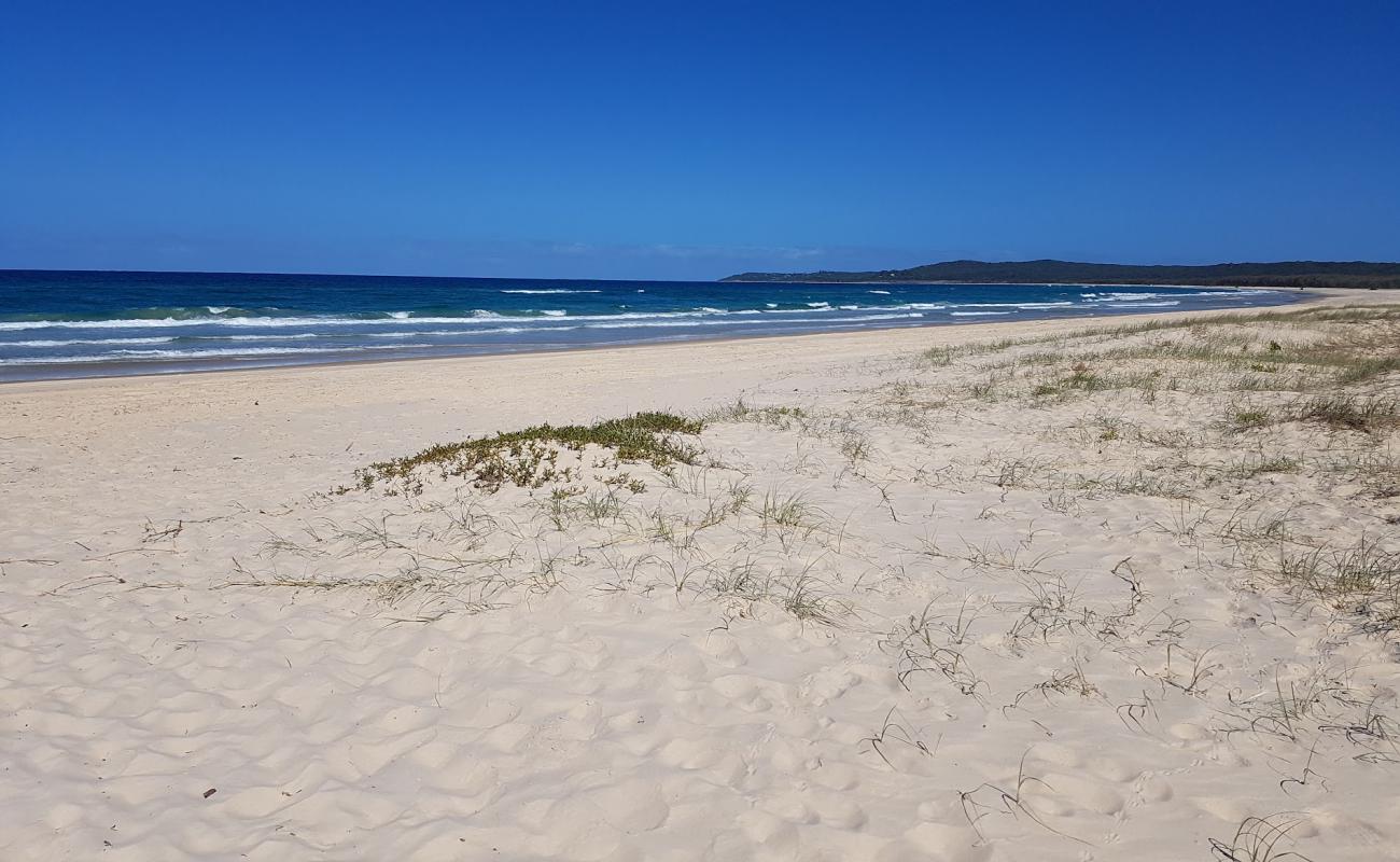 Minjerribah Camping Beach'in fotoğrafı parlak ince kum yüzey ile