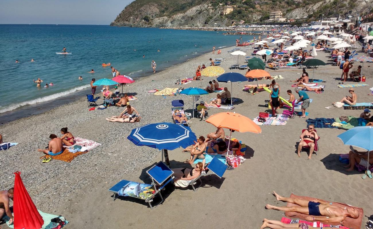 Levanto Plajı'in fotoğrafı koyu i̇nce çakıl yüzey ile