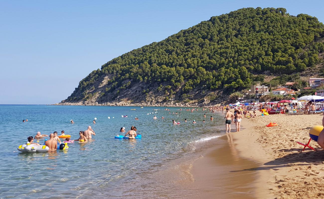 Spiaggia dei Trezeni
'in fotoğrafı açık bej kum yüzey ile